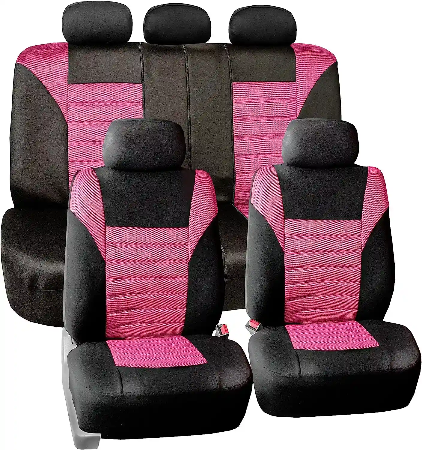 Car Seat Covers Full Set Pink 3D Air Mesh